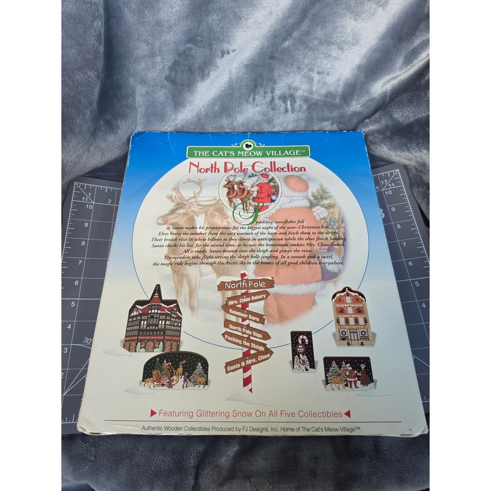 The Cat's Meow Village North Pole Collection 5 Piece Wooden Christmas Set NIB